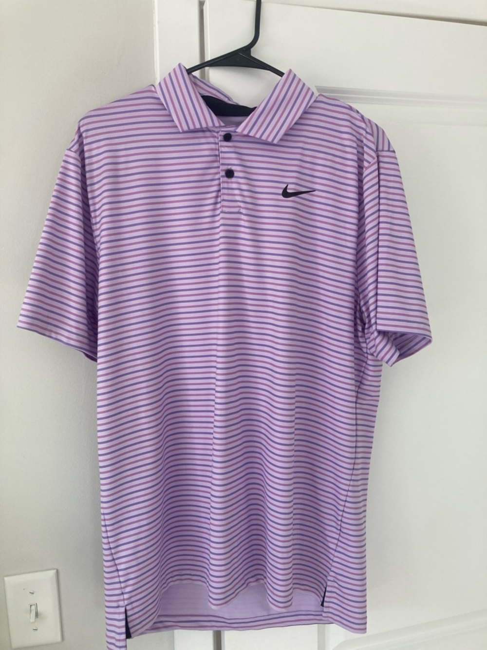 Nike Men’s Lavender and White Striped Polo